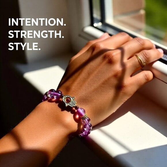 Flirty & Girly! Pretty in Pink! Hamsa Hand Protection Stretch Bracelet - Picture 6 of 11